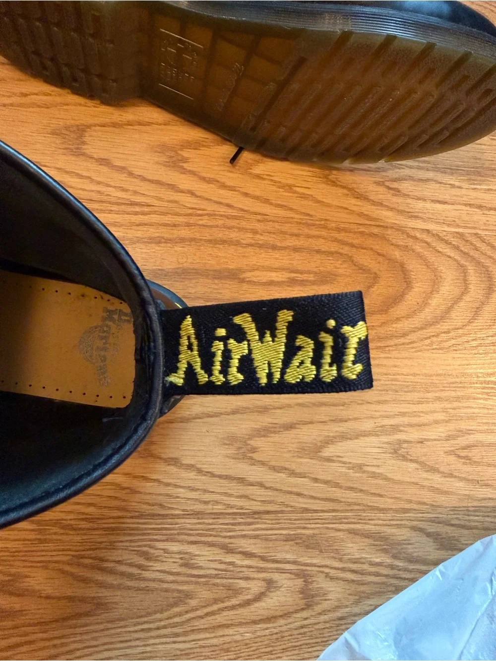 Dr. Martens Black Leather Lace-Up Boots with Yellow Stitching